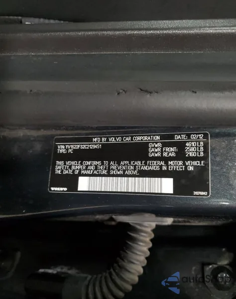 2012 Volvo S60 T5 from USA, damaged, VIN YV1622FS2C2129451